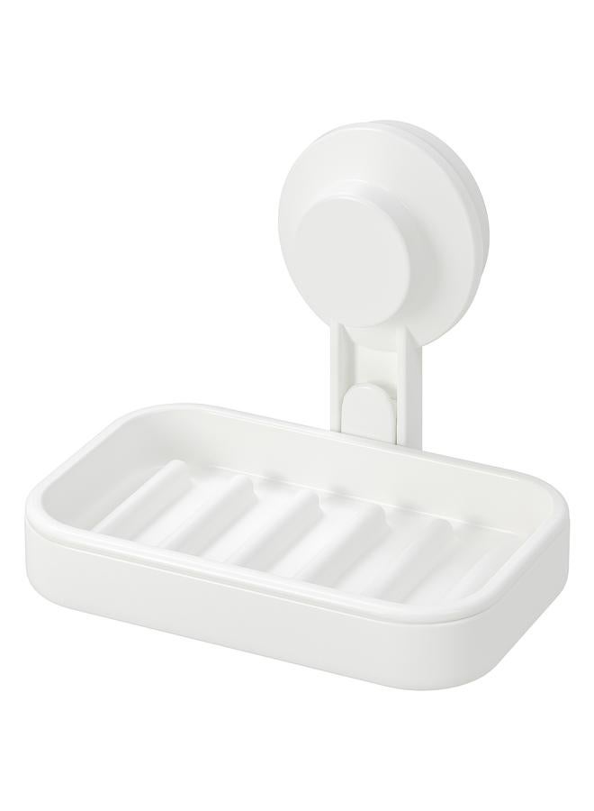 زبون طبق صابون مع كوب شفط، أبيض - Image 1