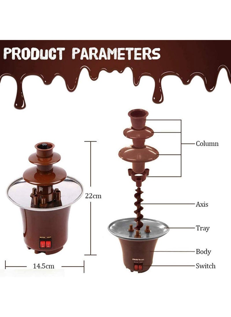 Chocolate Fountain Machine Electric Chocolate Fondue Set 3 Animal Stainless Steel Fondue Heat and Motor Control for Party Wedding, Brown