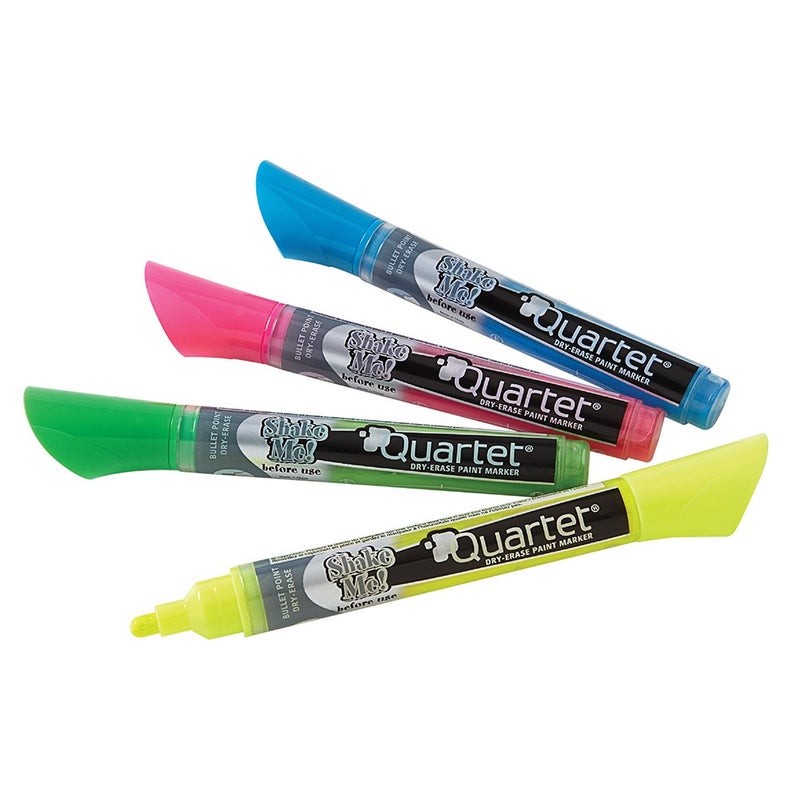 Quartet Dry Erase Markers, Glass Whiteboard Markers, Bullet Tip, White Board Dry Erase Pens for Teachers, Home School & Office Supplies, Assorted Neon Colors, 4 Pack (79551) - Image 1