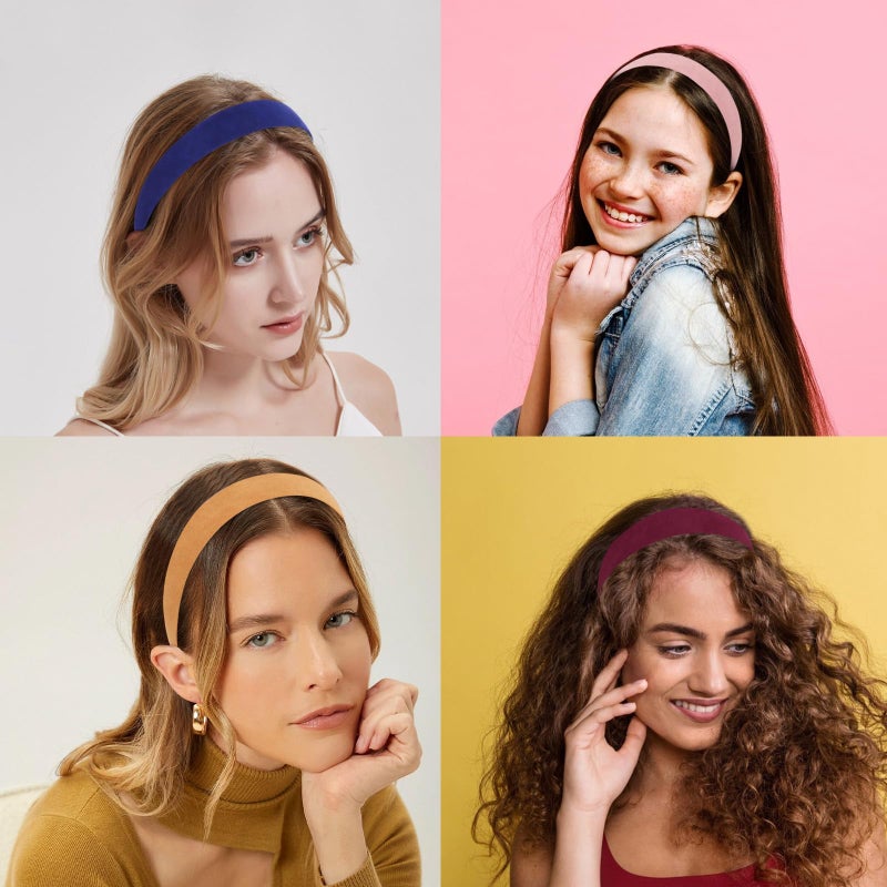 Wecoe 10pcs Headbands for Women Suede Like 1 Inch Wide Headbands Red White Black Pink Purple Blue Green Headband Non Slip Fashion Costume Hair Accessories Women Girls Diademas Para Mujer - Image 2