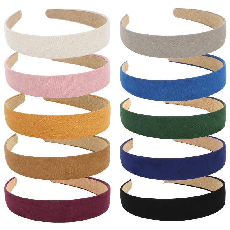 Wecoe 10pcs Headbands for Women Suede Like 1 Inch Wide Headbands Red White Black Pink Purple Blue Green Headband Non Slip Fashion Costume Hair Accessories Women Girls Diademas Para Mujer - Image 1