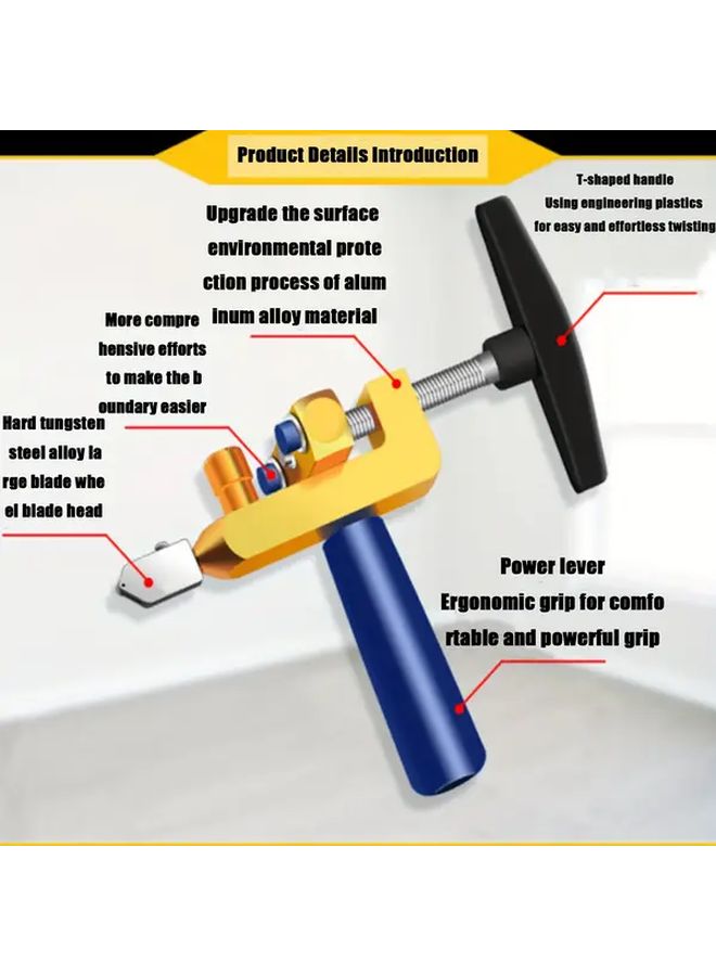 Heavy Duty Manual Glass Cutter Hand Tool With Breakout Clamp For Tile Plastic Ceramic - Image 4