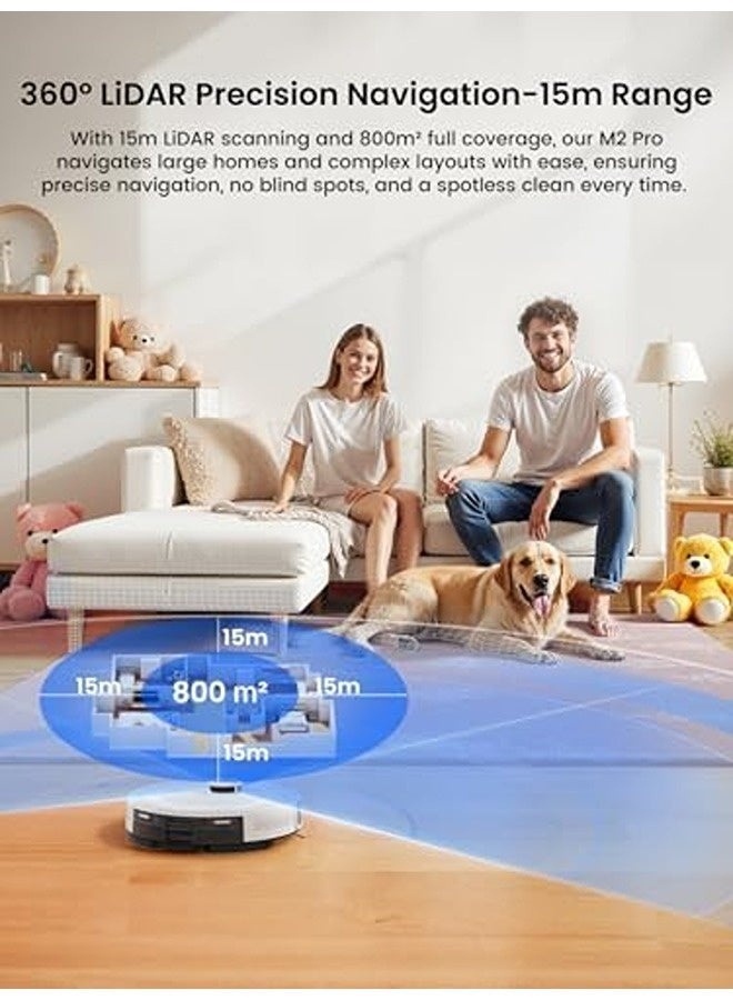 Lefant M2 Pro LiDAR Robot Vacuum and Mop – 6000Pa Strong Suction, 60-Day Self-Emptying Dustbin, 190° PSD Obstacle Avoidance, Multi-Floor Mapping, Customized Cleaning, 140 Min Runtime, WiFi/App/Alexa/iWatch Control - Image 2