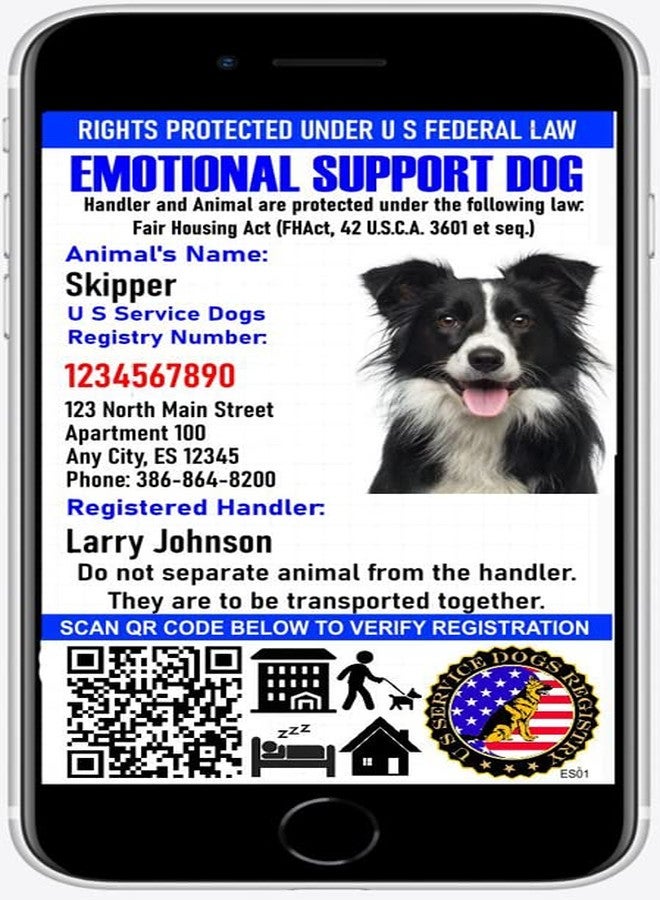 Just 4 Paws Custom Emotional Support ID Card with QR Code & Security Seal and Optional Holograph | Registration to US Service Dogs Registry Plus ID Holder & Digital ID - Portrait Style - Image 5