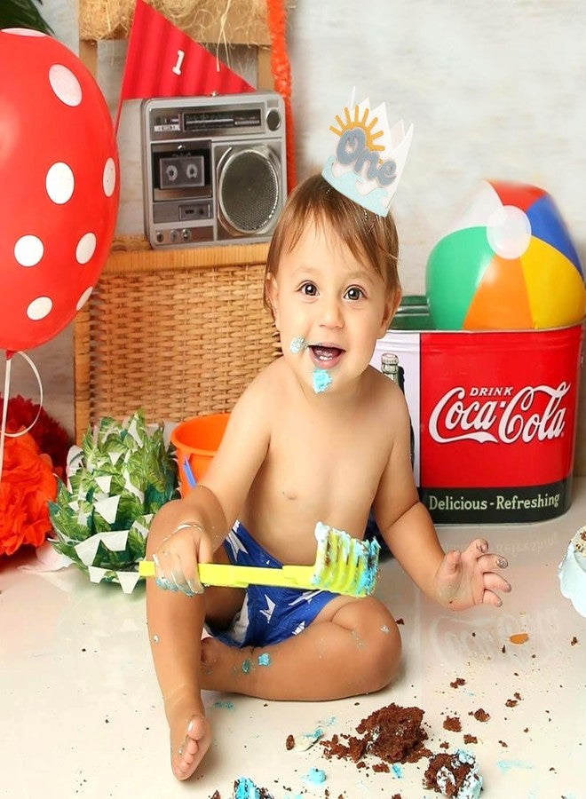 ZZDCMS Summer 1st Birthday Decorations - Wave One Birthday Crown,Baby Beach Surfing Party Crown,The Big One Wave Cake Smash Photo Props,Summer Sun First Birthday Hat Outfit - Image 5