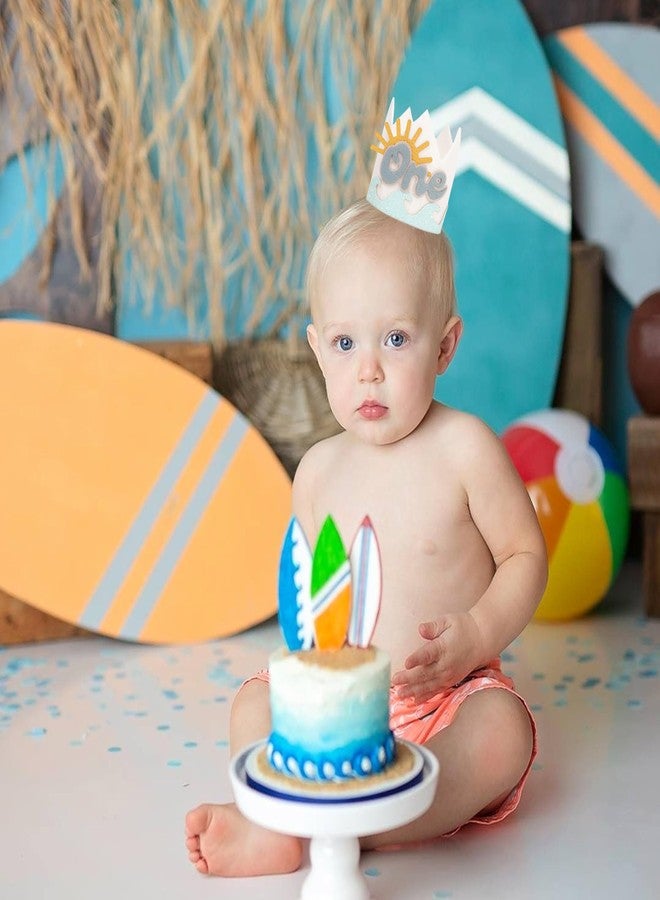ZZDCMS Summer 1st Birthday Decorations - Wave One Birthday Crown,Baby Beach Surfing Party Crown,The Big One Wave Cake Smash Photo Props,Summer Sun First Birthday Hat Outfit - Image 4