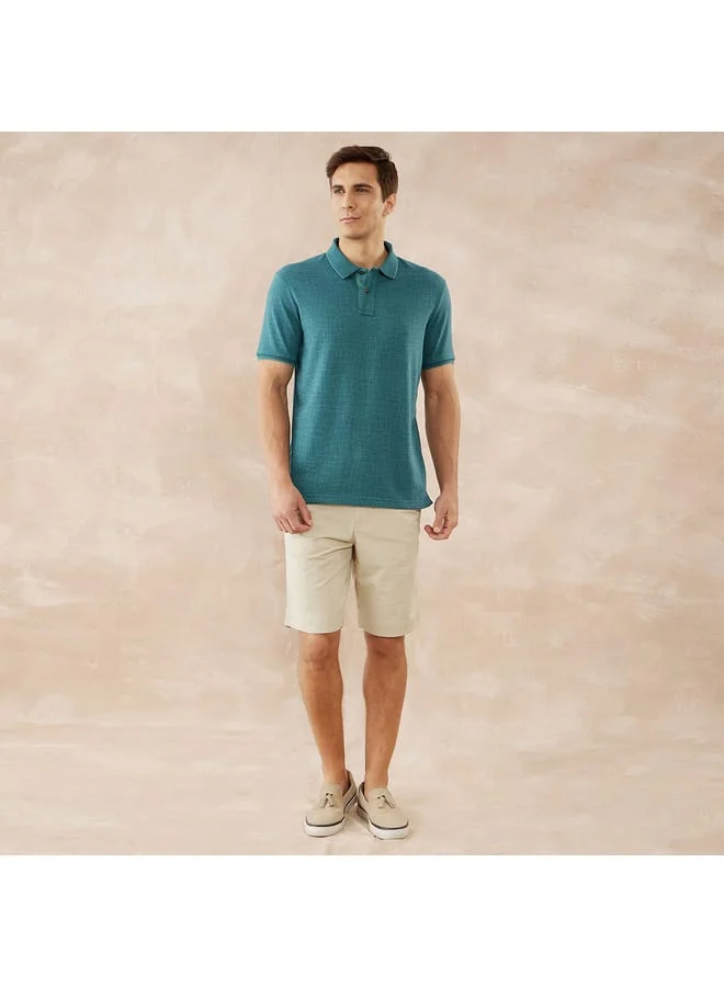fahrenheit Fahrenheit Textured Polo T-shirt with Short Sleeves