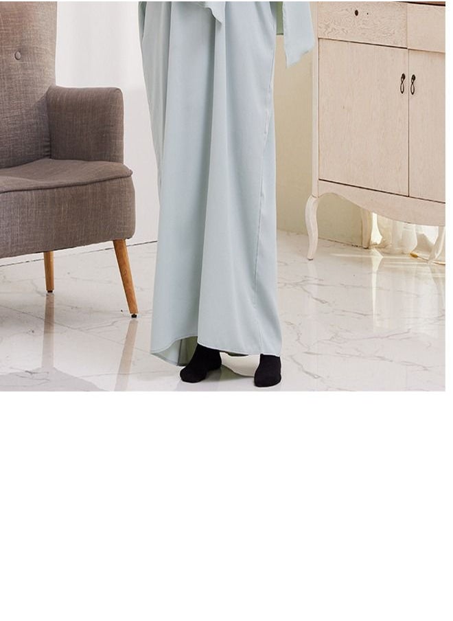 Loquat Hooded Scarf Solid Color Gown Abaya Grey  - Image 3