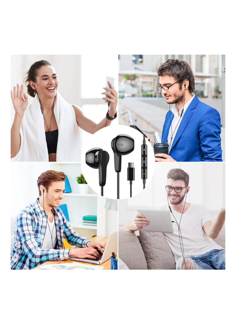 Generic - USB C Headphones for Samsung S22+ Ultra S23, Type C Wired Earbuds with Microphone, HiFi Stereo Sound, Volume Control, Magnetic In-Ear Design, Compatible with Android Phones. - Image 1