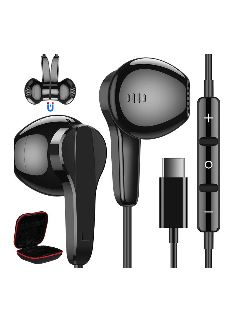 Generic USB C Headphones for Samsung S22+ Ultra S23, Type C Wired Earbuds with Microphone, HiFi Stereo Sound, Volume Control, Magnetic In-Ear Design, Compatible with Android Phones.  - Image 1