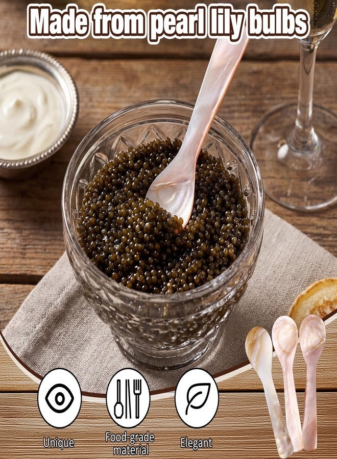 Singhoow Set of 6 Caviar Spoons 3.55 Inch Personalized Mother of Pearl Spoon with Handcraft Round Handle for Caviar, Eggs, Ice Cream, Coffee, Kitchen, Restaurant for Serving Caviars - Image 4