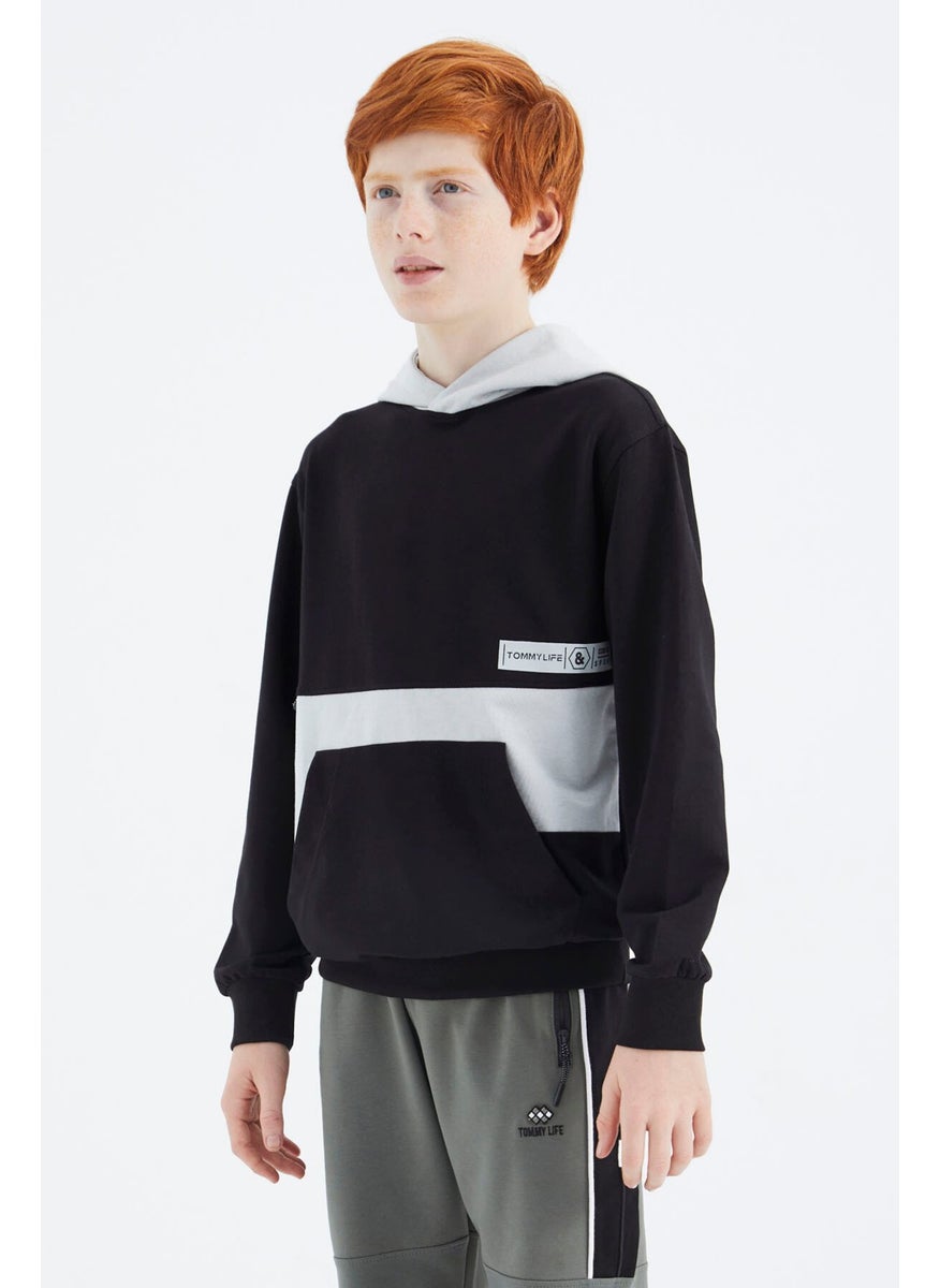 Tommy Life - Black Standard Pattern Boy Sweatshirt - 11179 - Image 1