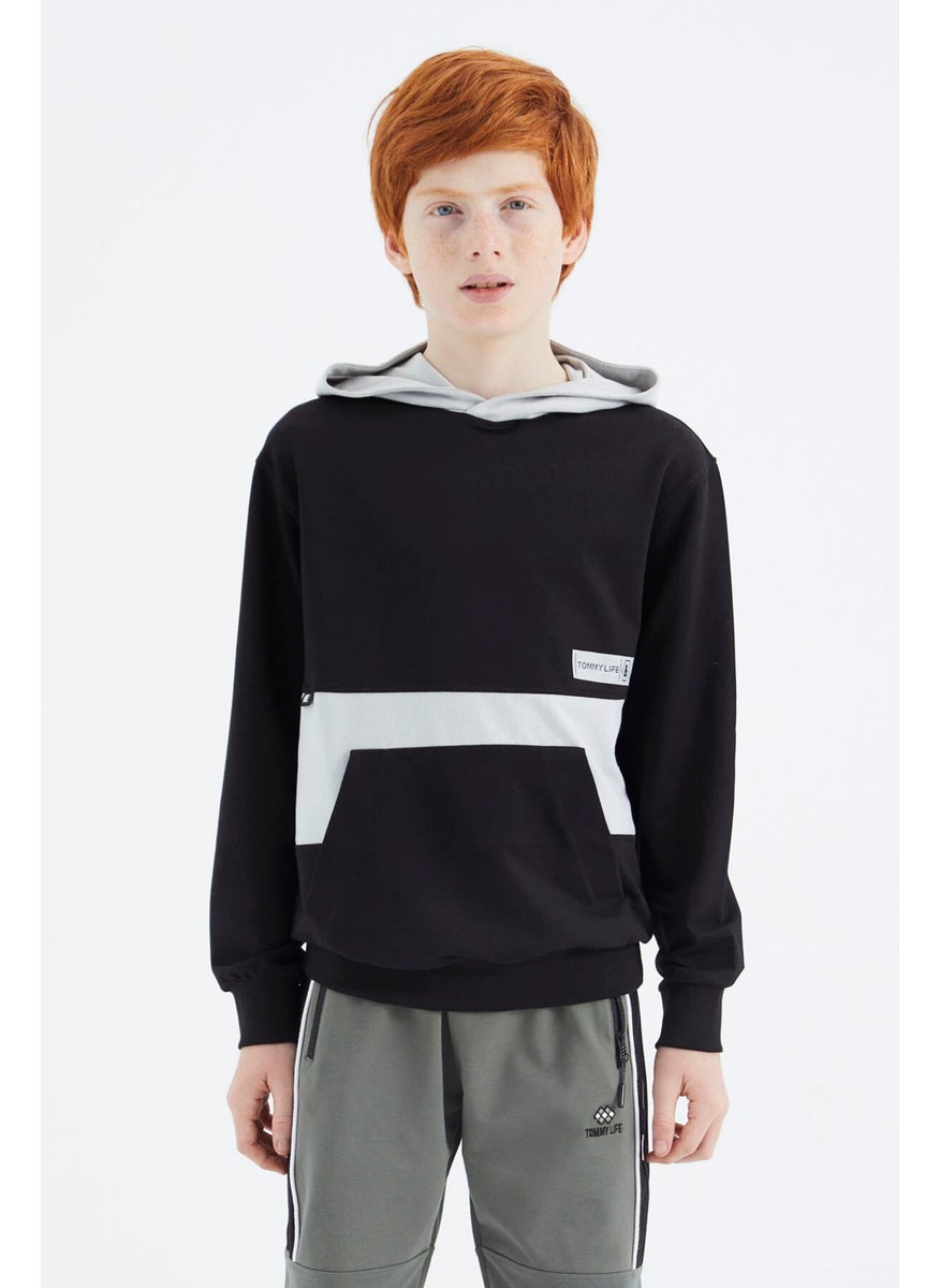 Tommy Life - Black Standard Pattern Boy Sweatshirt - 11179 - Image 1