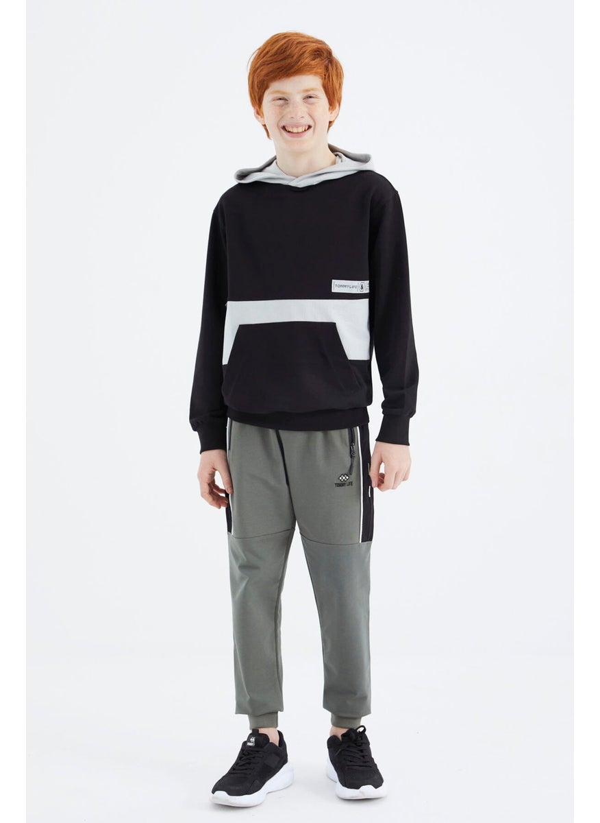 Tommy Life - Black Standard Pattern Boy Sweatshirt - 11179 - Image 1