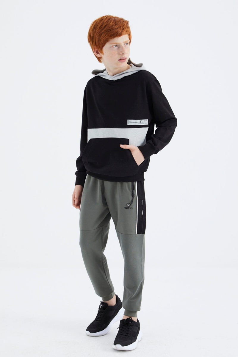 Tommy Life - Black Standard Pattern Boy Sweatshirt - 11179 - Image 1
