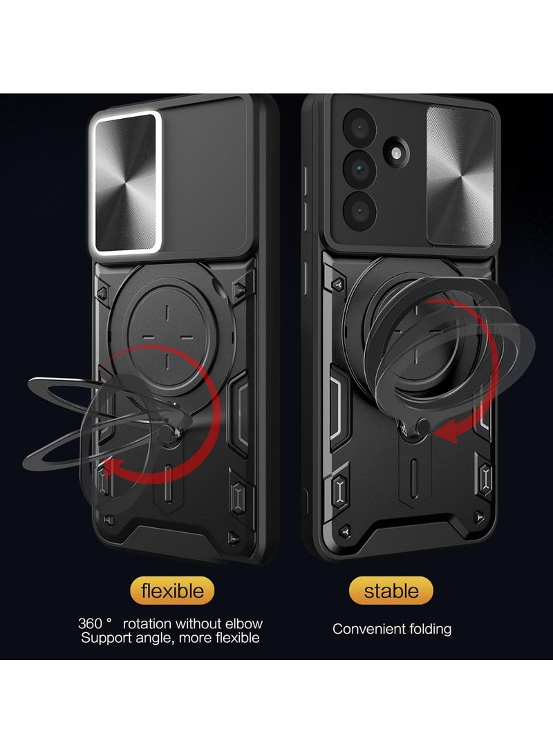 Case Cover Shockproof CD Protective Case with Camera Protection and Metal Ring Compatible with  Samsung Galaxy A56 (Black) - Image 2