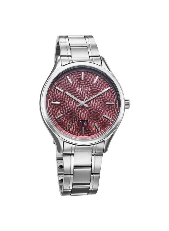 تيتان Men Analog Display Watch With Silver Stainless Steel Strap - 10033SM02