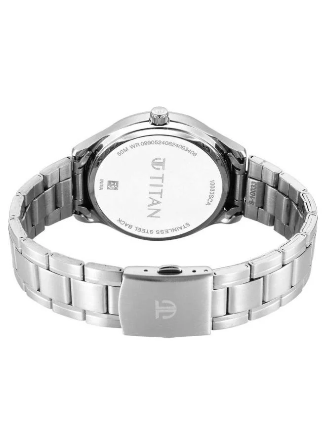 تيتان Men Analog Display Watch With Silver Stainless Steel Strap - 10033SM02