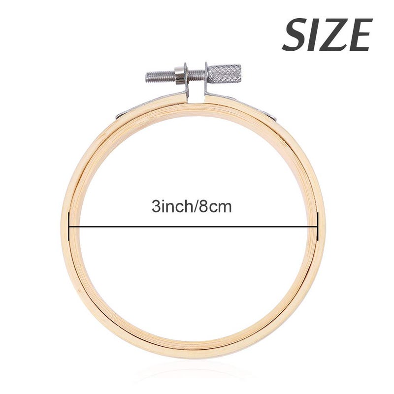 Caydo 12 Pieces 3 Inch Wooden Round Embroidery Hoops Adjustable Circle Cross Stitch Hoop Ring Bulk for Home Ornaments, Art Craft Handy Sewing - Image 2