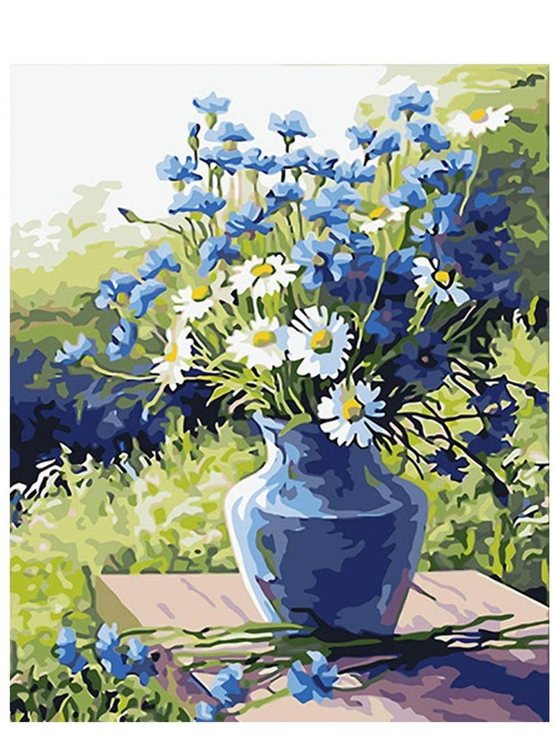 SYOSI DIY Paint by Numbers, Canvas Oil Painting Kit for Kids & Adults, Drawing Paintwork with Paintbrushes, Acrylic Pigment, 16" W x 20" L (Daisy) - Image 1