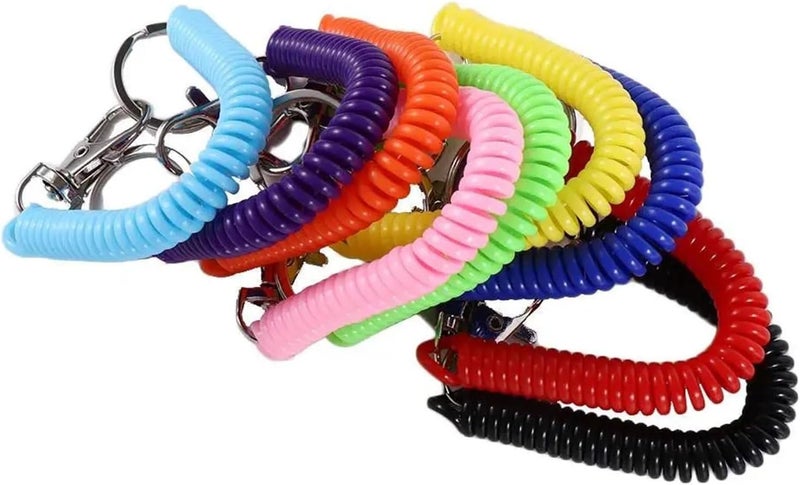 Spiral Retractable Spring Coil Keychain 20Pcs Keyring Anti-Lost Elastic Security Gear Wristband Elastic Ropes Key Cord Clasp(Green) - Image 4