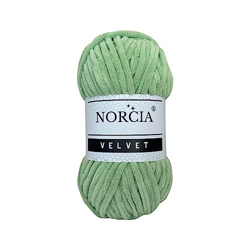 Norcia Soft Velvet Yarn Chenille Yarn for Crocheting Super Bulky 100g 743 yds Baby Blanket Yarn for Knitting Amigurumi Yarn for Crochet Weaving Craft Asparagus Green 1 Skein
