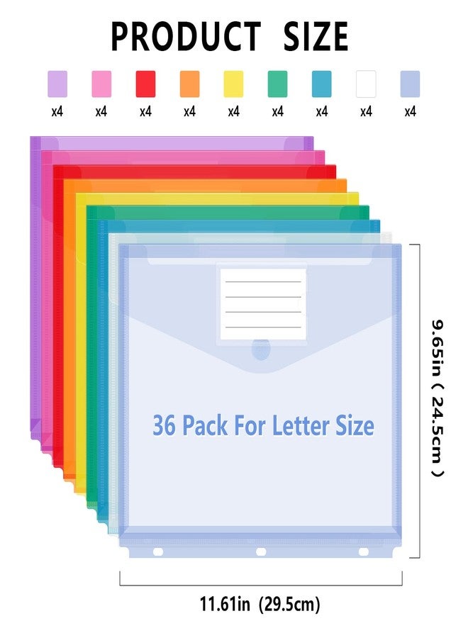 TOTiyea 36 Pack 3 Holes Binder Pocket Folders, Binder Pocket, 100 Sheets High Capacity Plastic Folders with Tight Closure, Letter Size, Assorted Colors - Image 3