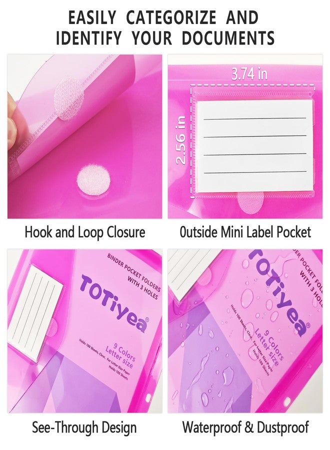 TOTiyea 36 Pack 3 Holes Binder Pocket Folders, Binder Pocket, 100 Sheets High Capacity Plastic Folders with Tight Closure, Letter Size, Assorted Colors - Image 4