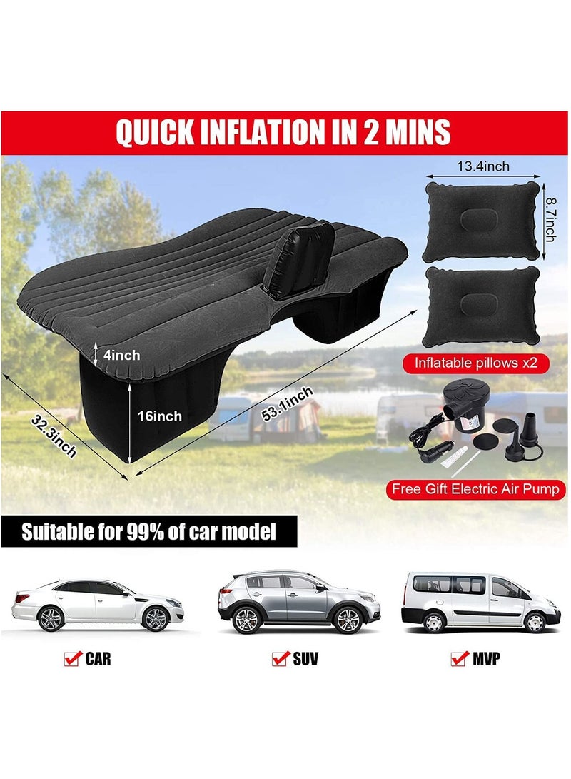 Arabest Car Air Mattress，Removable Black Backseat Air Bed with Air-Pump，Portable Car Travel Bed with Pillows  - Image 2