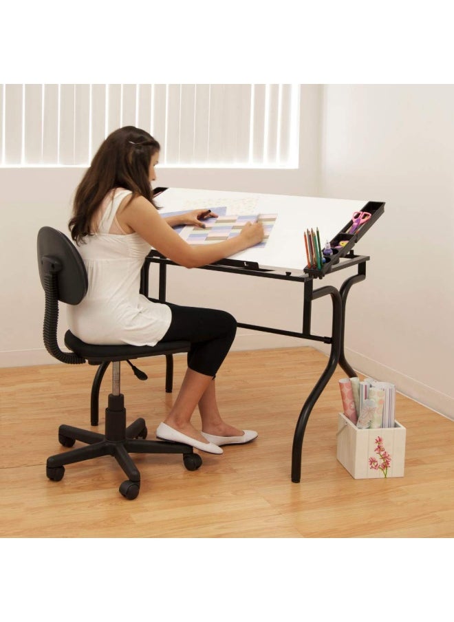 SD STUDIO DESIGNS - Studio Designs Folding Modern Top Adjustable Drafting Table Craft Table Drawing Desk Hobby Table Writing Desk Studio Desk  35.25  W X 23.75  D  Black White - Image 1