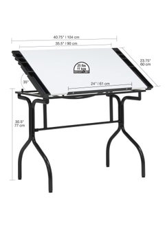 SD STUDIO DESIGNS Studio Designs Folding Modern Top Adjustable Drafting Table Craft Table Drawing Desk Hobby Table Writing Desk Studio Desk  35.25  W X 23.75  D  Black White  - Image 3