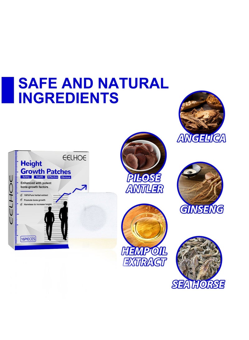 EELHOE 16 Pcs Height Growth Patch， Plant Heightening  Patch, Plantar Acupoint Stimulation， Plant Extracts Promote Bone Growth ， Plantar Acupoints Stimulate Healthy Height Growth Care Patch. - Image 3