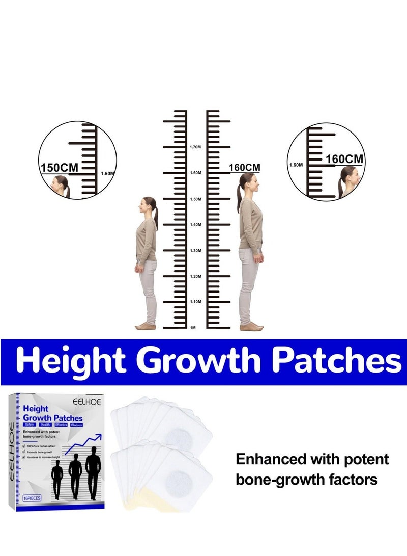 EELHOE 16 Pcs Height Growth Patch， Plant Heightening  Patch, Plantar Acupoint Stimulation， Plant Extracts Promote Bone Growth ， Plantar Acupoints Stimulate Healthy Height Growth Care Patch. - Image 1