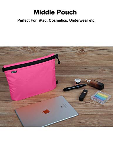 GOX 3 Pack Travel Toiletry Bag for Men Carry On Packing Organizer Zipper Pouch Portable Cosmetic Pouch Accessory Document Electronics (Pink) - Image 3