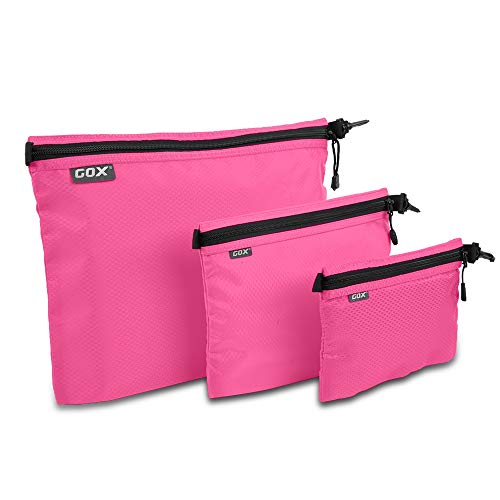 GOX 3 Pack Travel Toiletry Bag for Men Carry On Packing Organizer Zipper Pouch Portable Cosmetic Pouch Accessory Document Electronics (Pink) - Image 1