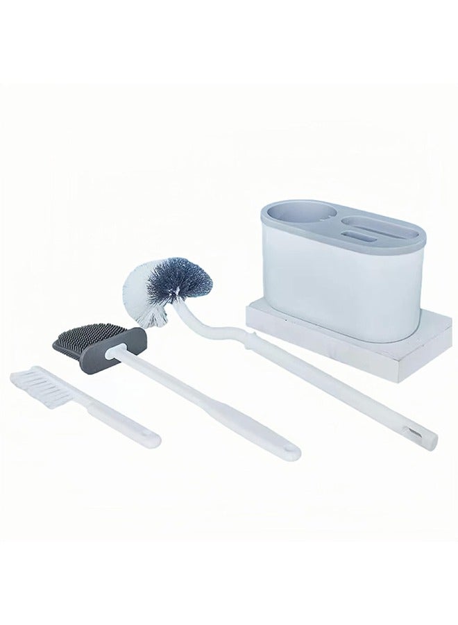 Bukela Toilet brush and suit with ventilation frame, 1 S-shaped toilet brush, 1 silicone brush head, and 1 brush for cleaning dead corners - Image 1