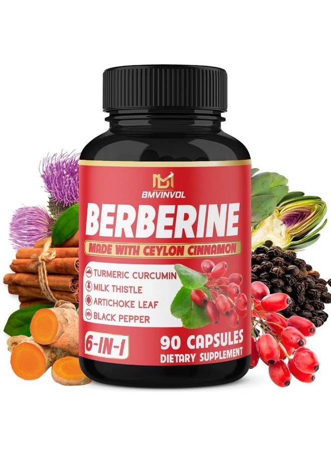BMVINVOL Berberine, Ceylon Cinnamon, Turmeric, Milk Thistle, Artichoke, Black Pepper - 90 Capsules for Digestion, Immunity [3-Month Supply] - Image 1