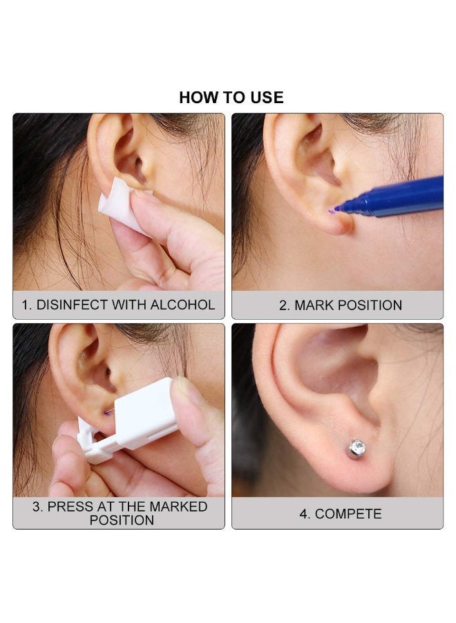 Generic Ear Piercing Kit, Disposable Ear Piercing Gun Preloaded CZ Earring Studs, Body Piercing Kits for Your Own Use at Home (Silver)  - Image 4