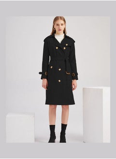 Belt Lapel Wind Coat Black