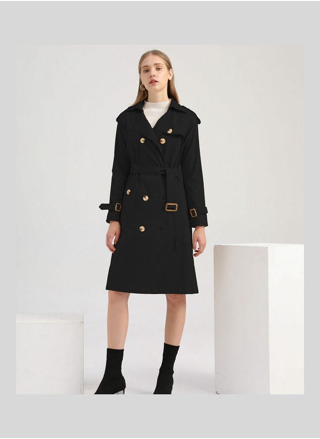NIBEMINENT - Belt Lapel Wind Coat Black - Image 1