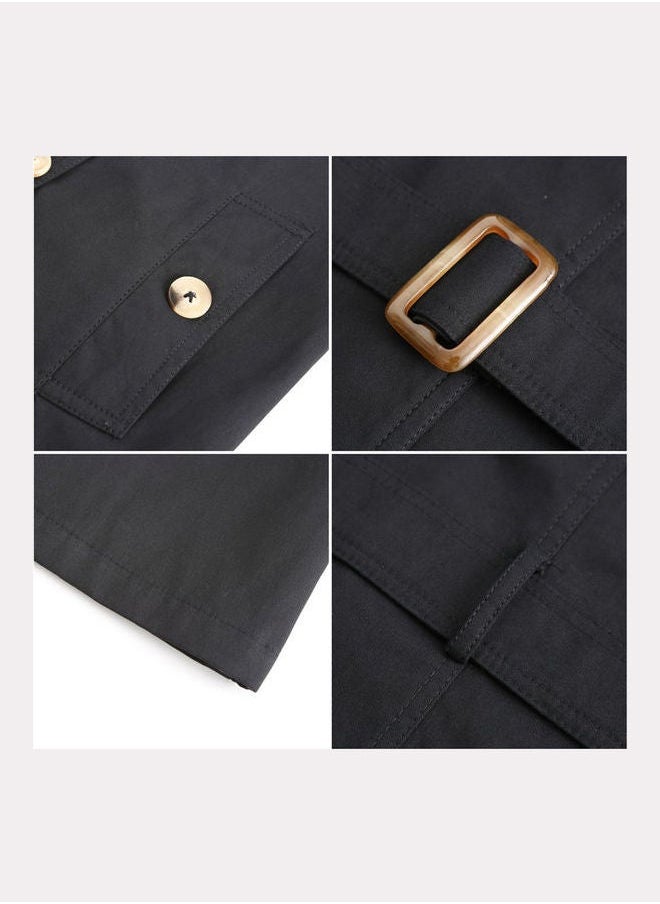 NIBEMINENT - Belt Lapel Wind Coat Black - Image 1