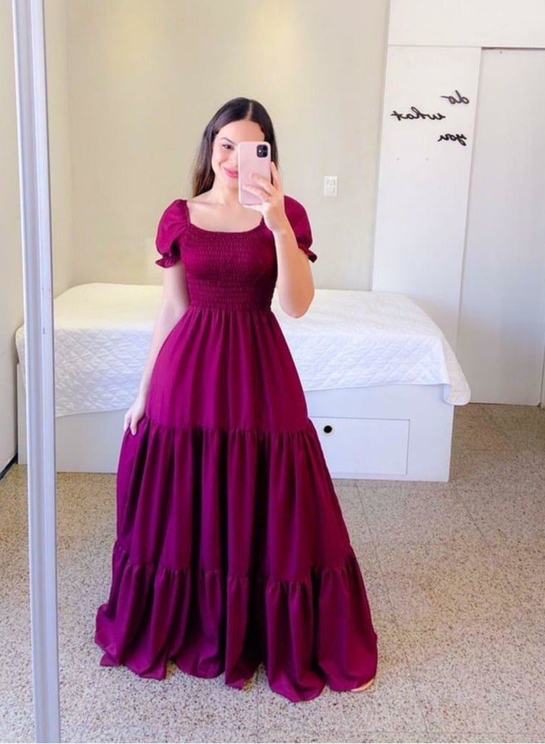 NIBEMINENT Women's One-shoulder Off-the-shoulder Long Solid-color Dress - Image 1
