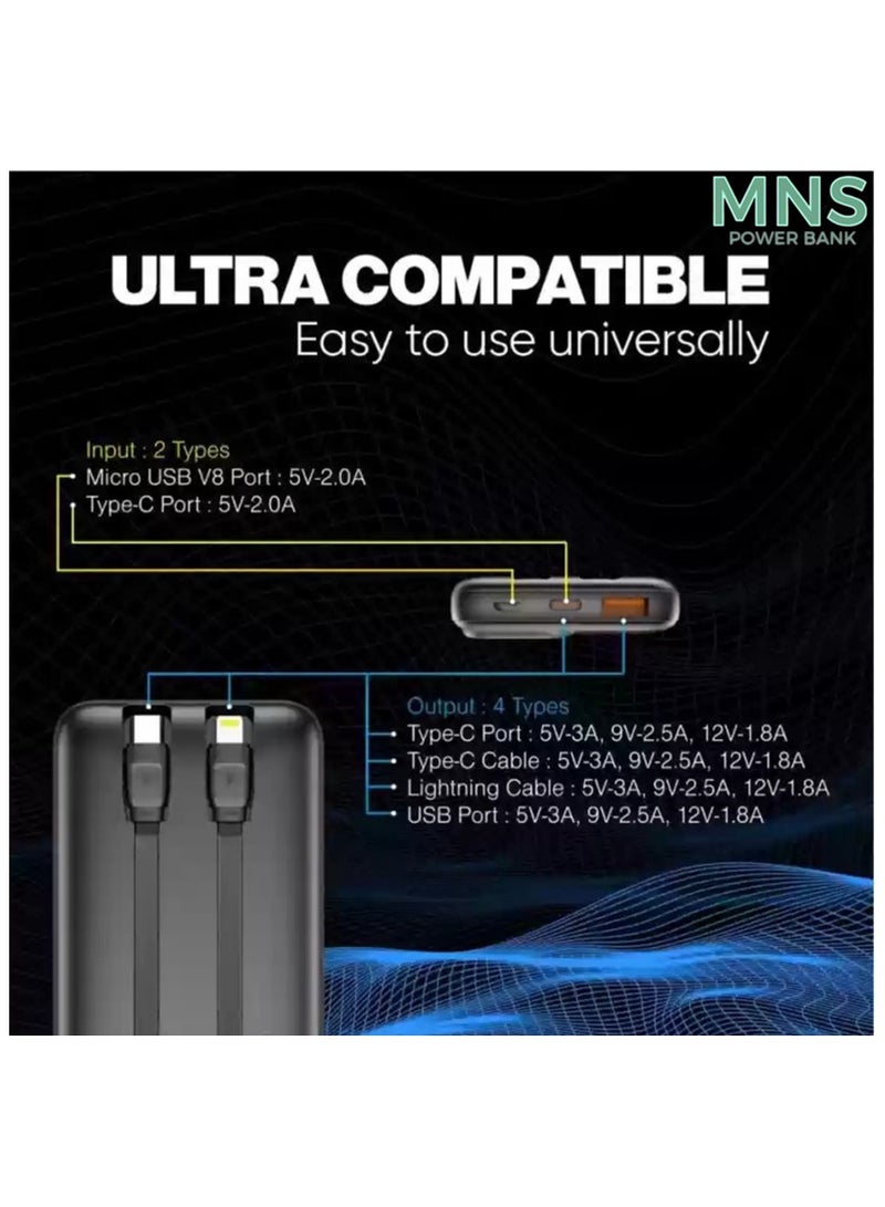 MNS Power Bank Fast Charger 10000mAh (Black) - Image 4