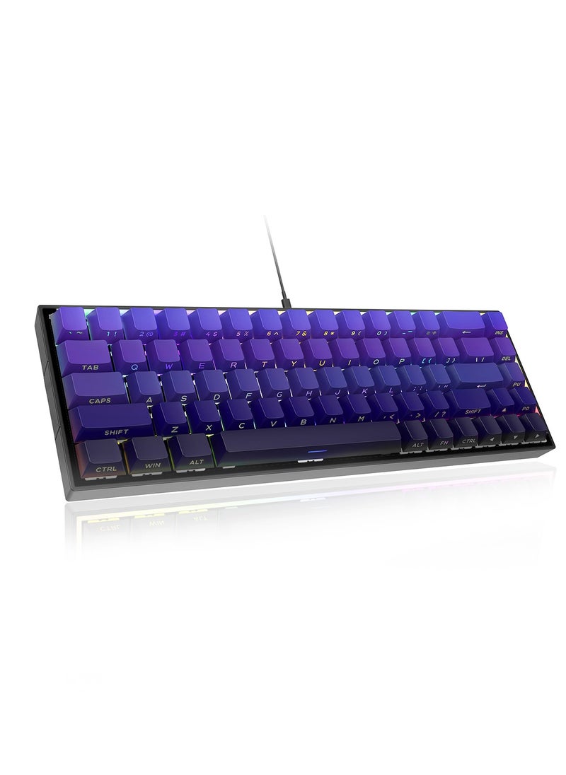 ZIPFORCE ZIPFORCE Gaming Keyboard,68-Key Mechanical Keyboard, Blue Liner Switches, Type-C Wired Connection, Multi-Color Mixed Backlight, PBT Keycaps, 100 Million Keystroke Lifespan, Hot Swappable Compact Gaming Keyboard  - Image 1