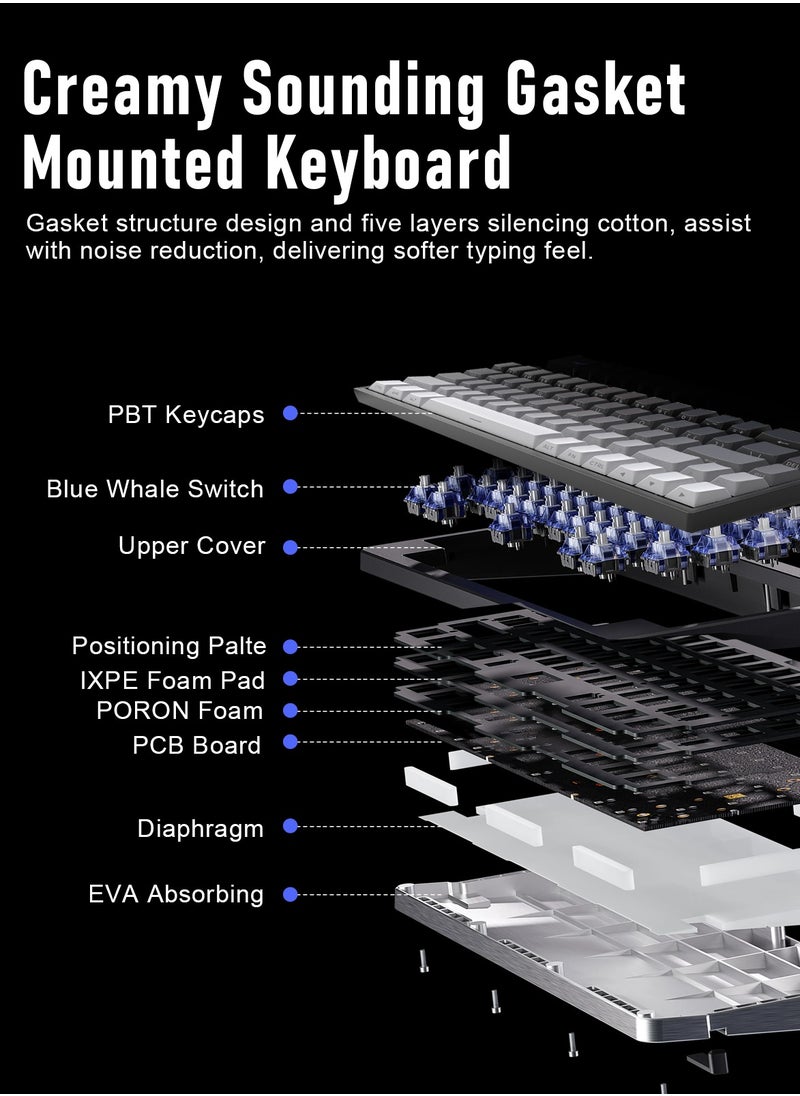 ZIPFORCE ZIPFORCE Gaming Keyboard,68-Key Mechanical Keyboard, Blue Liner Switches, Type-C Wired Connection, Multi-Color Mixed Backlight, PBT Keycaps, 100 Million Keystroke Lifespan, Hot Swappable Compact Gaming Keyboard  - Image 3