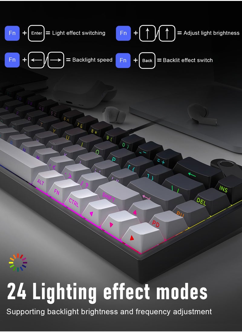 ZIPFORCE ZIPFORCE Gaming Keyboard,68-Key Mechanical Keyboard, Blue Liner Switches, Type-C Wired Connection, Multi-Color Mixed Backlight, PBT Keycaps, 100 Million Keystroke Lifespan, Hot Swappable Compact Gaming Keyboard  - Image 5