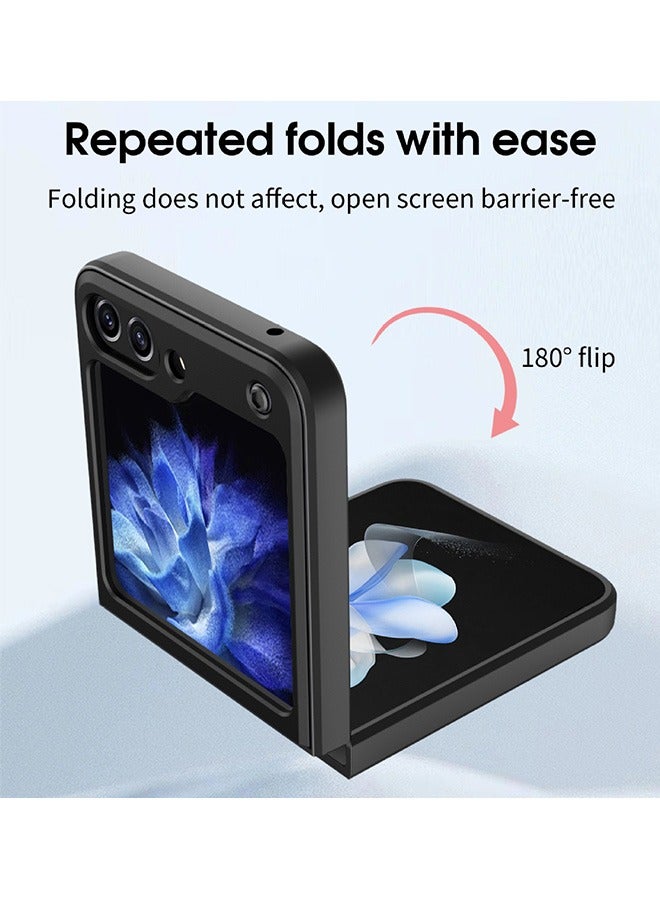 Case For Samsung Galaxy Z Flip 6 5G with Slide Camera Cover and Stand Kickstand Magnetic Ring, High Quality Shockproof Protective Cover, Anti-Fall Drop Protection,Shockproof Case, Black - Image 4