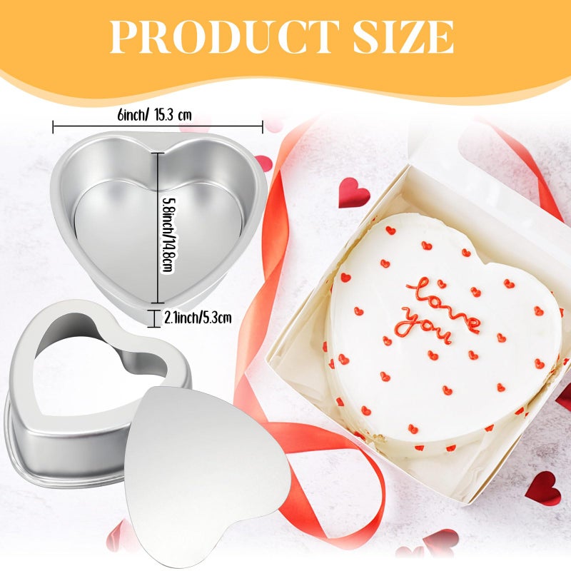Uiifan 6 Pcs 6 Inch Heart Shaped Cake Pans With Removable Bottom Aluminum Heart Cake Mold For Oven Baking Diy Birthday Valentine'S Day Christmas Cake - Image 3