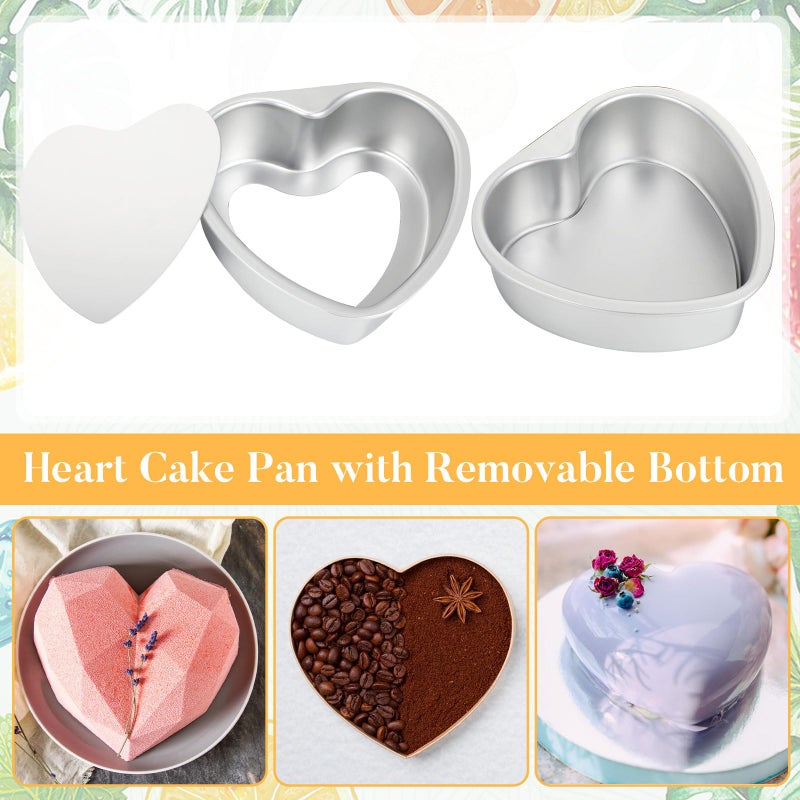 Uiifan 6 Pcs 6 Inch Heart Shaped Cake Pans With Removable Bottom Aluminum Heart Cake Mold For Oven Baking Diy Birthday Valentine'S Day Christmas Cake - Image 2
