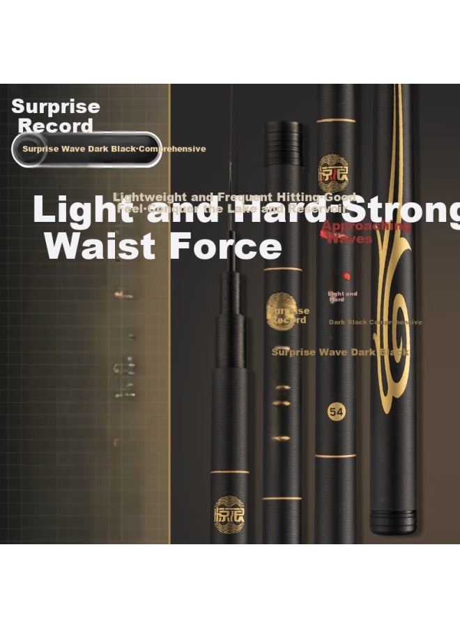 Turbulent Waves Jinglang Fishing Rod, Handheld, 5.4 Meters, Dark Black, Wild Fishing, All-purpose Rod, Lake And Reservoir Fishing Rod, Ultra-light, Ultra-hard, 28 Sections, Fishing Pole, Fishing Tackle - Image 1